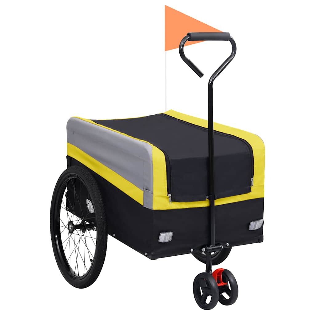 

vidaXL Fietskar 2-in-1 aanhanger loopwagen XXL geel grijs en zwart