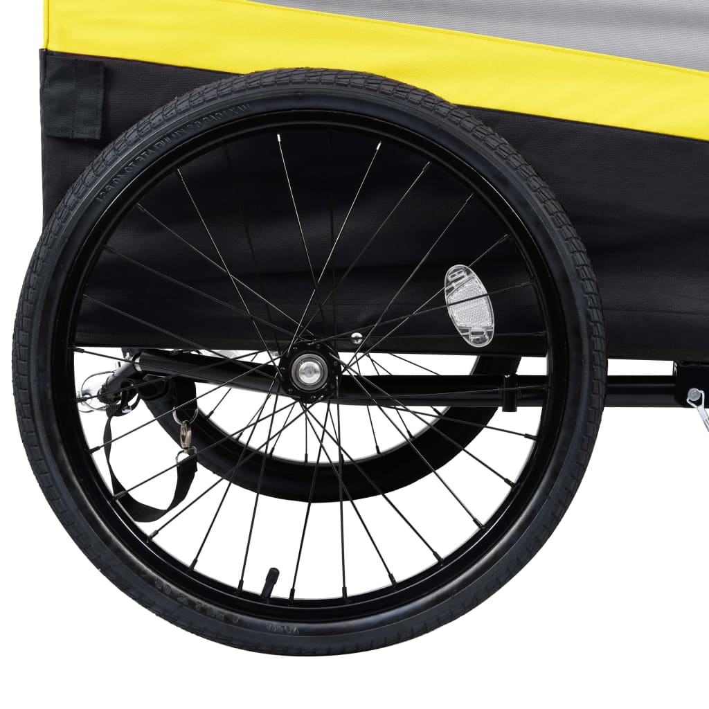 Remorque à vélo cargo et chariot pour chien jaune, gris et noir - 2 en 1 - XXL