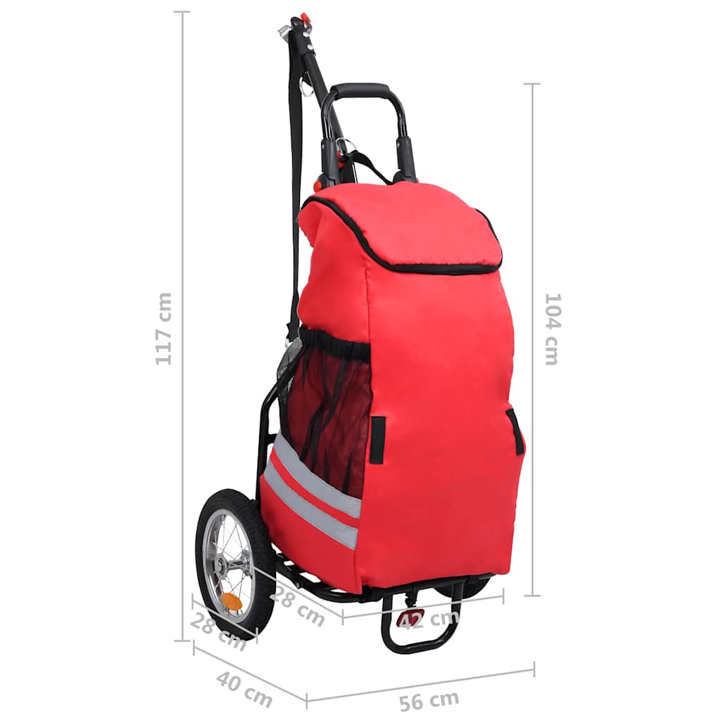 Remorque De Vélo Pliable Avec Sac D'épicerie Rouge Et Noir VidaXL 19 width=274