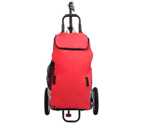 vidaXL Folding Cargo Bike Trailer with Grocery Bag Red and Black