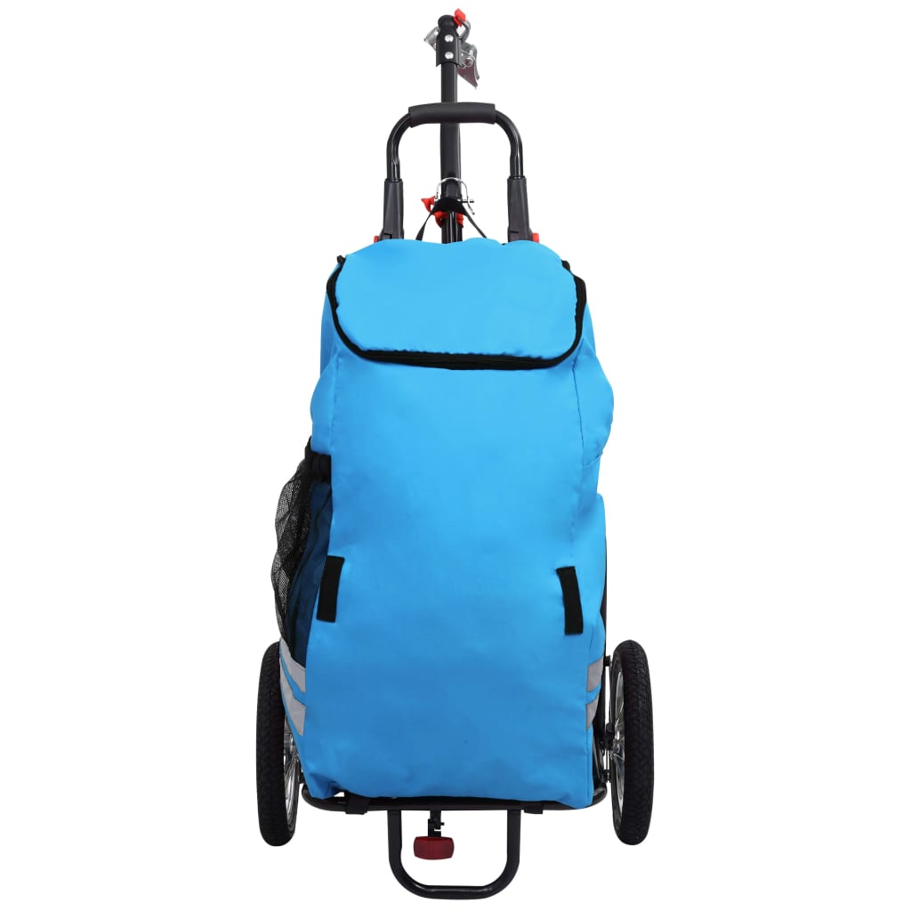 Skládací vozík za kolo s nákupní taškou modro-černý