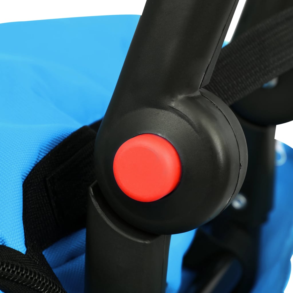Összecsukható kerékpár-utánfutó kék és fekete táskával 