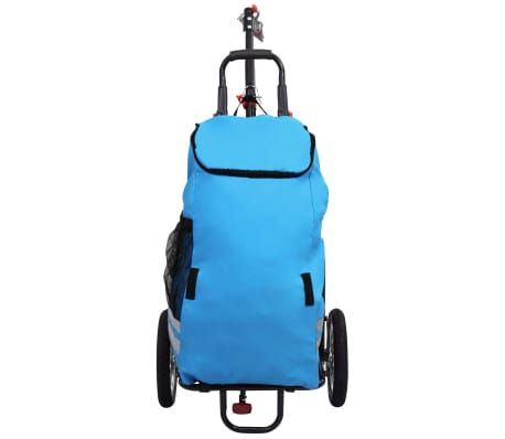 vidaXL Remolque para bicicletas plegable con bolsa compra azul y negro