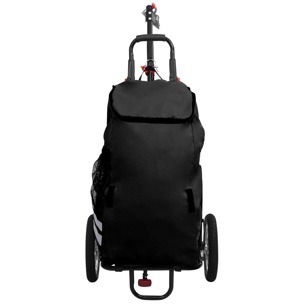 Skládací vozík za kolo s nákupní taškou černý