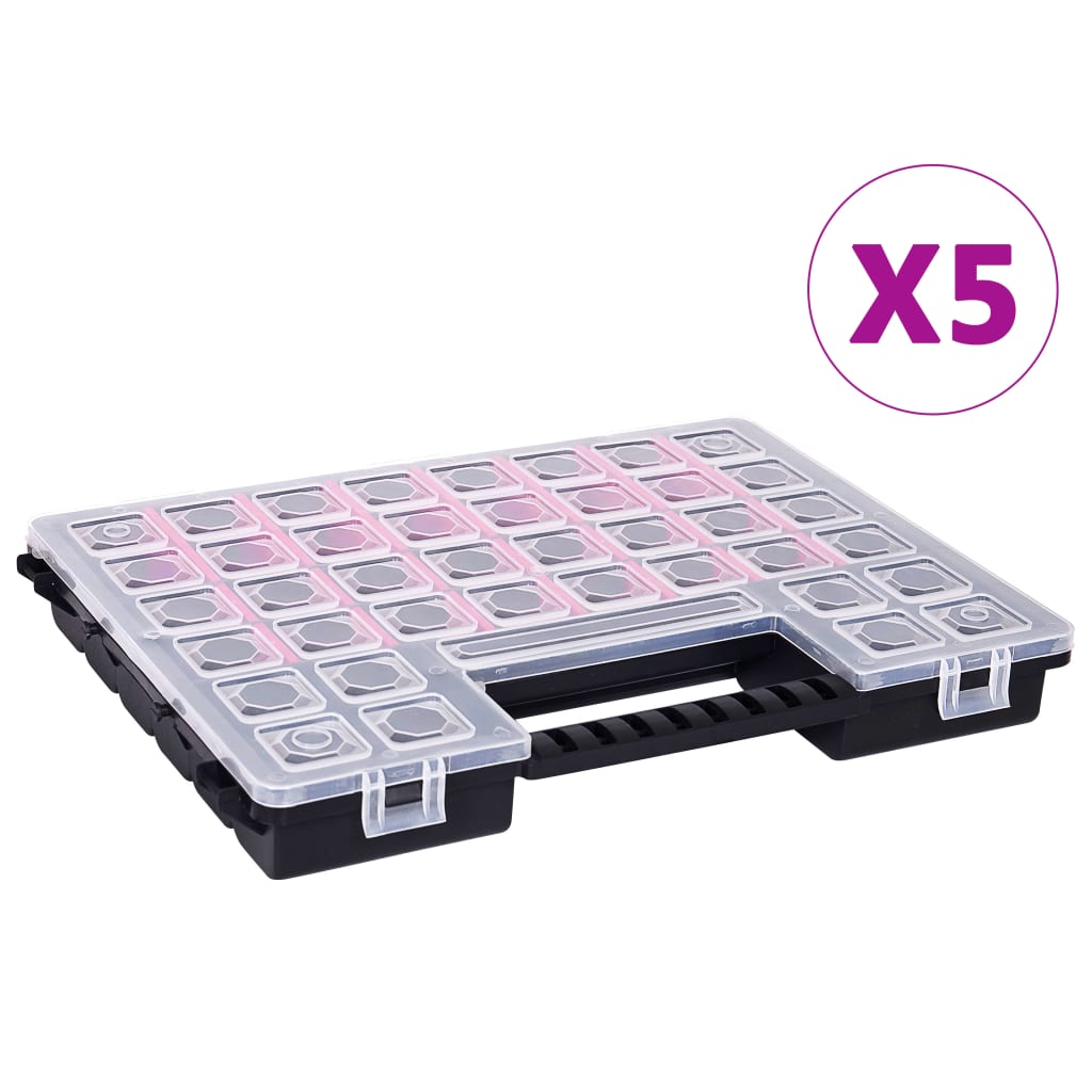 vidaXL Cutii sortare 5 buc separatoare reglabile 385x283x50 mm plastic imagine vidaxl.ro