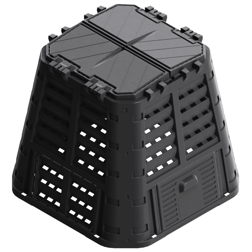 vidaXL Compostor de grădină, negru, 93,3x93,3x80 cm, 480 L