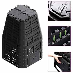 Vrtni kompostnik črn 93,3x93,3x146 cm 1000 L