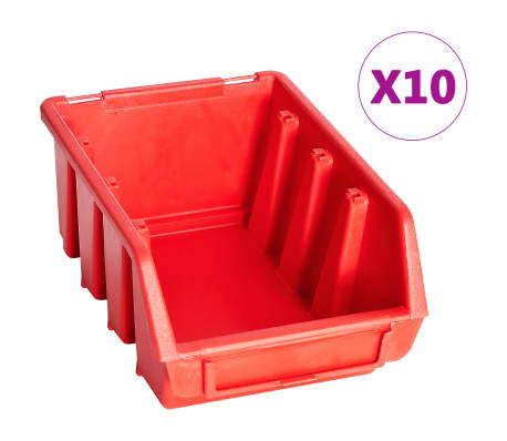 vidaXL 29 Piece Storage Bin Kit with Wall Panels Red and Black