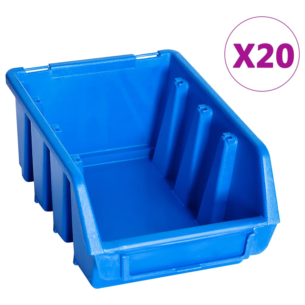 vidaXL stabelbare opbevaringskasser 20 stk. plast blå