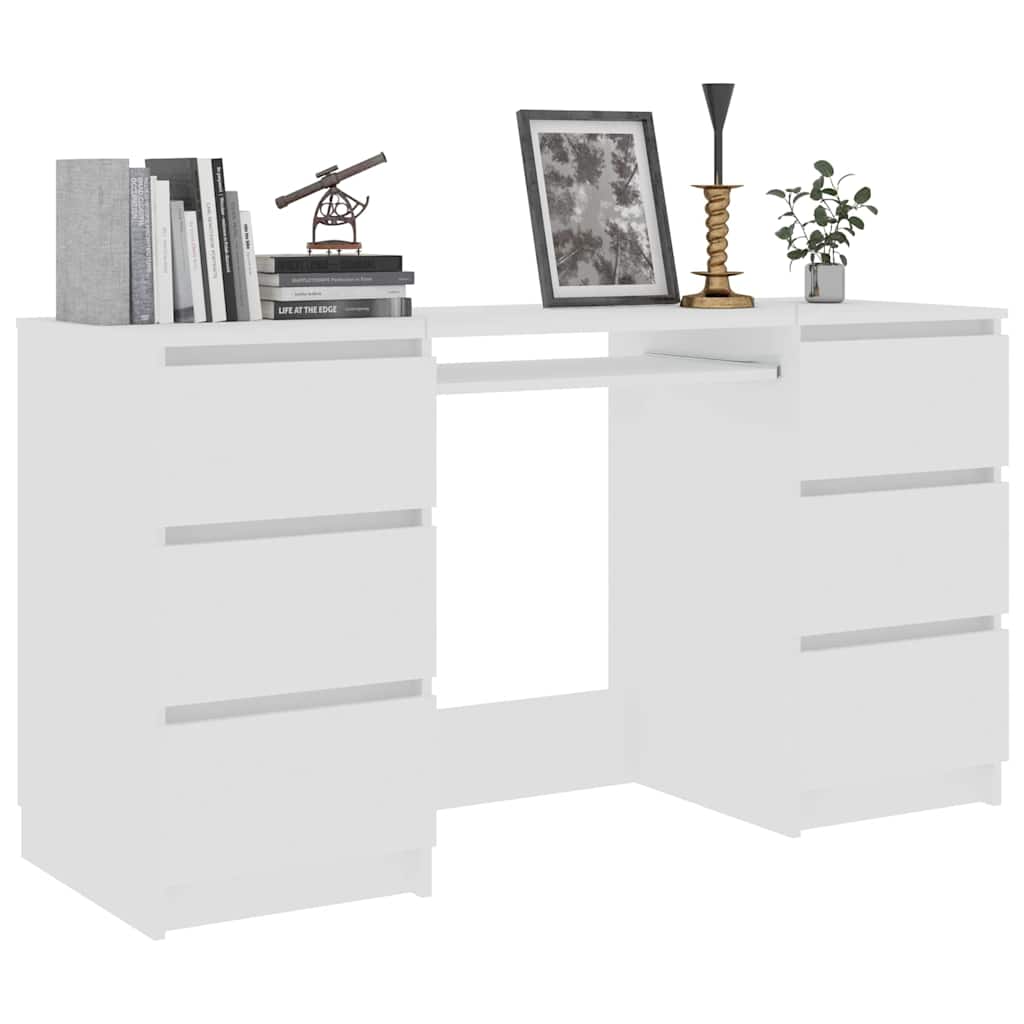 vidaXL Schrijftafel 140x50x77 cm bewerkt hout wit afbeelding