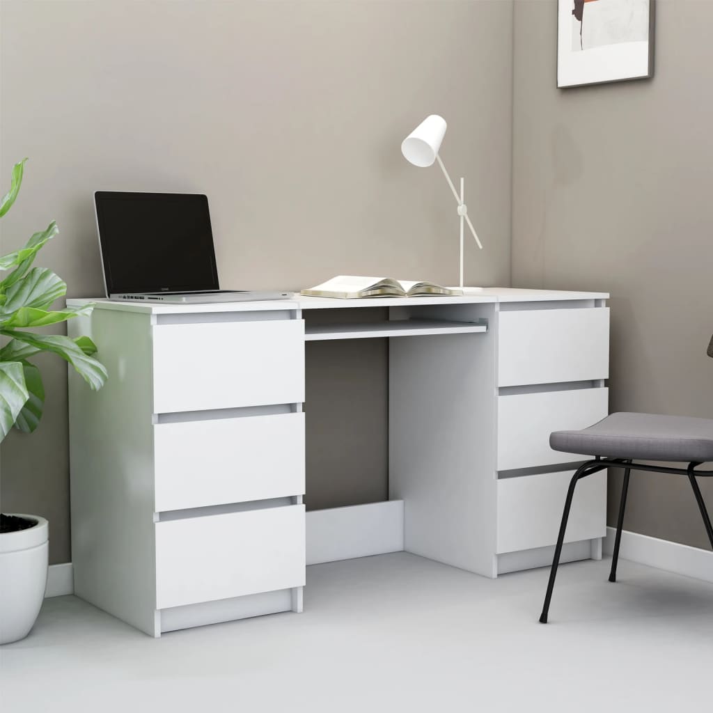 vidaXL Bureau Blanc 140x50x77 cm Bois d'ingénierie