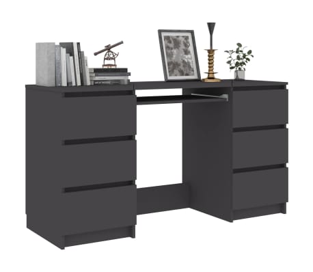 vidaXL Writing Desk Grey 140x50x77 cm Engineered Wood