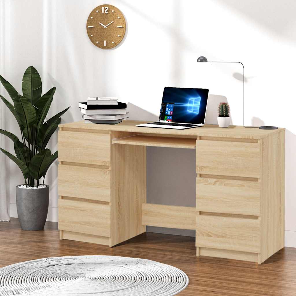 vidaXL Birou de scris, stejar Sonoma, 140 x 50 x 77 cm, PAL 140