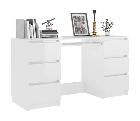 vidaXL Γραφείο Γυαλιστερό Λευκό 140 x 50 x 77 εκ. από Επεξ. Ξύλο