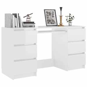 Psací stůl bílý s vysokým leskem 140x50x77 cm kompozitní dřevo - obrázek 3