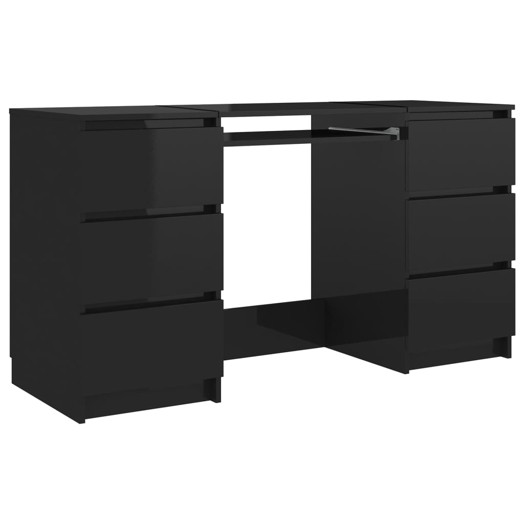 

vidaXL Writing Desk High Gloss Black 55.1"x19.7"x30.3" Engineered Wood