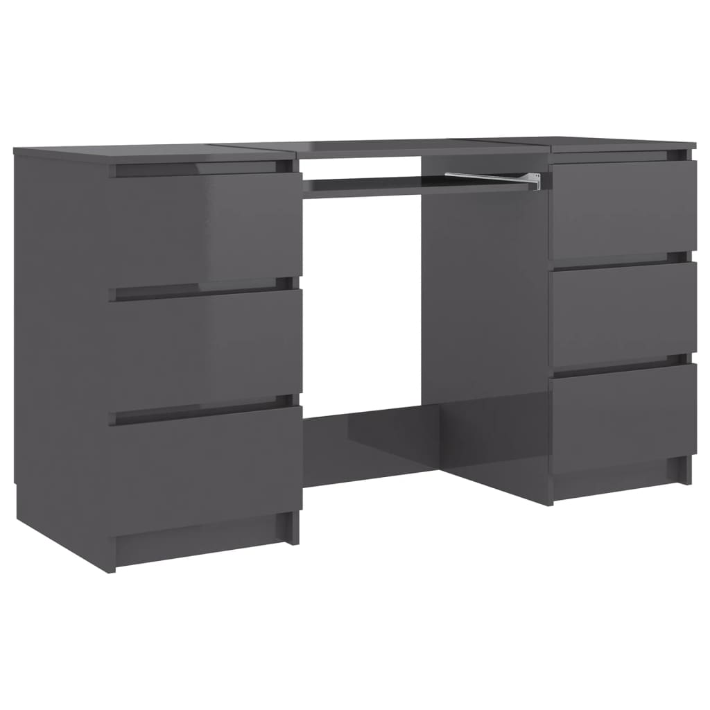 

vidaXL Writing Desk High Gloss Gray 55.1"x19.7"x30.3" Engineered Wood