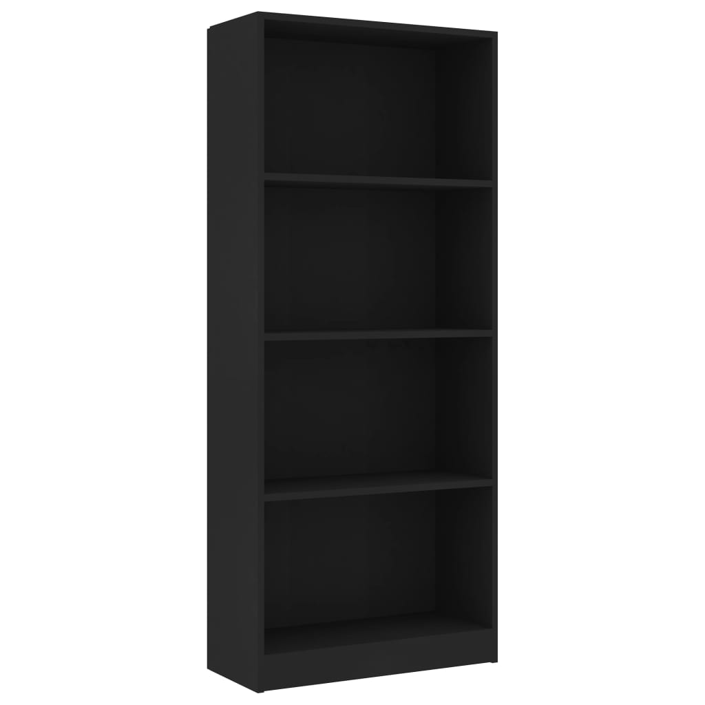 

vidaXL 4-Tier Book Cabinet Black 23.6"x9.4"x55.9" Engineered Wood
