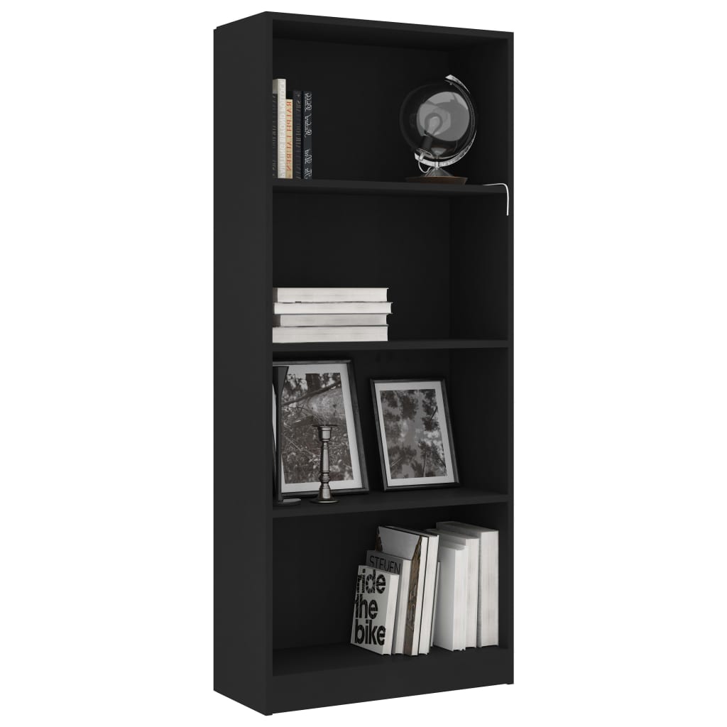 

vidaXL Boekenkast met 4 schappen 60x24x142 cm spaanplaat zwart