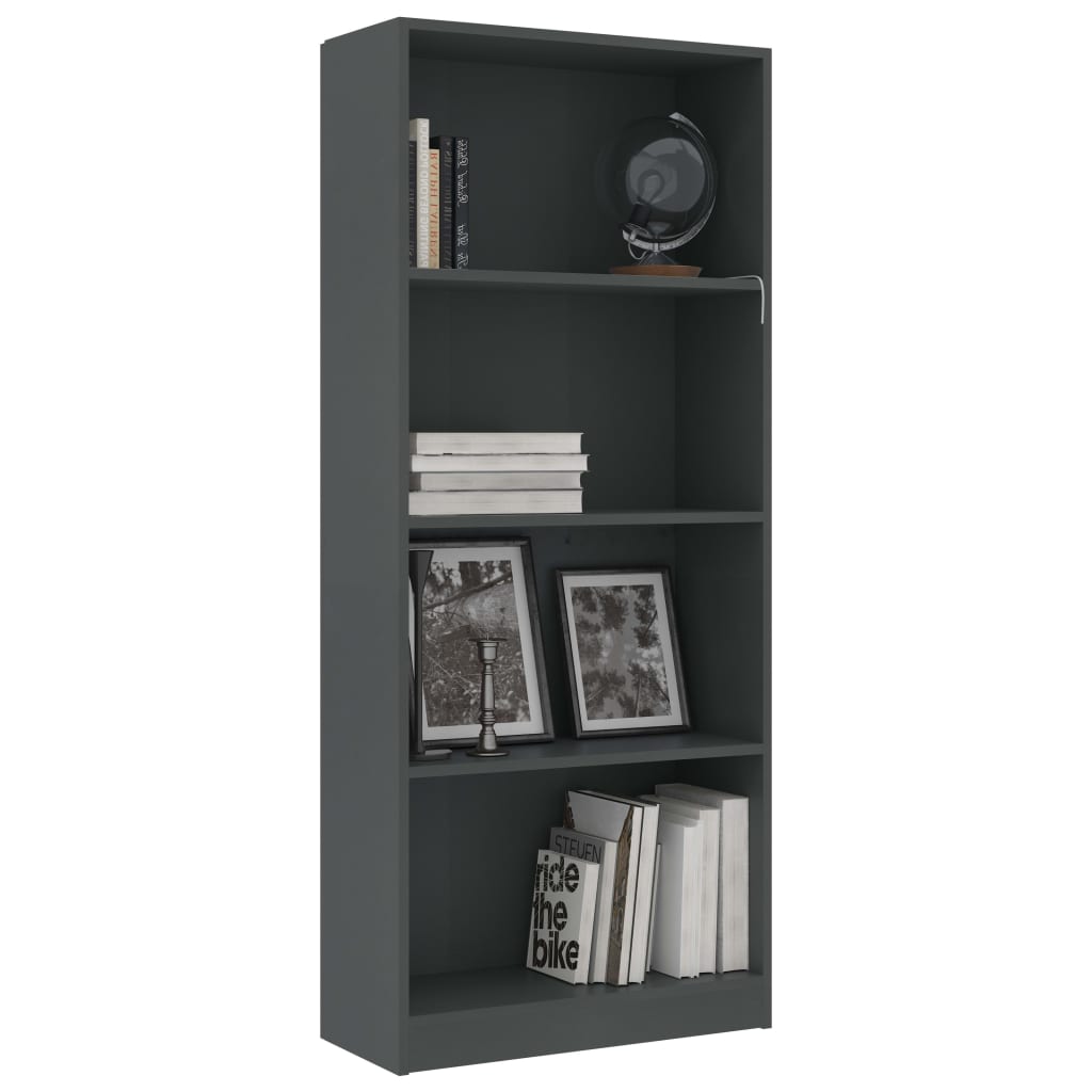 

vidaXL Boekenkast met 4 schappen 60x24x142 cm spaanplaat grijs