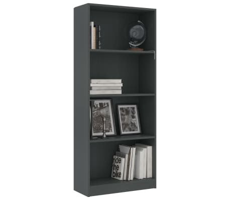 vidaXL Bokhylla 4 hyllor gr&aring; 60x24x142 cm konstruerat tr&auml;