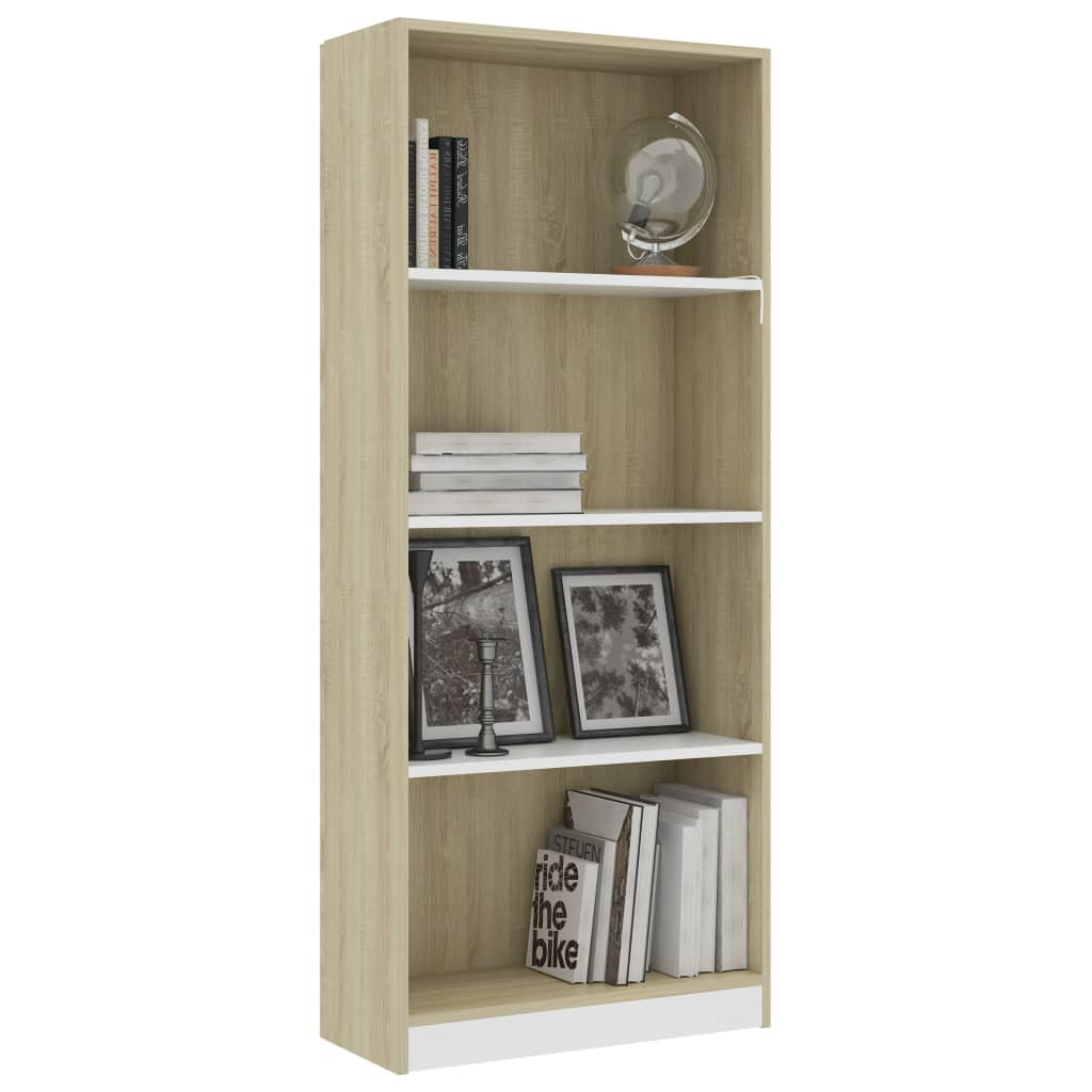 

vidaXL Boekenkast met 4 schappen 60x24x142 cm spaanplaat wit en eiken