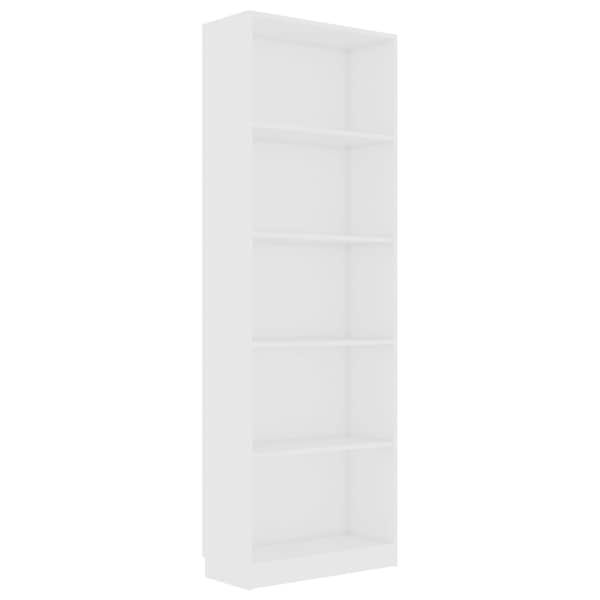 vidaXL 5-korruseline raamaturiiul valge 60x24x175 cm, tehispuit