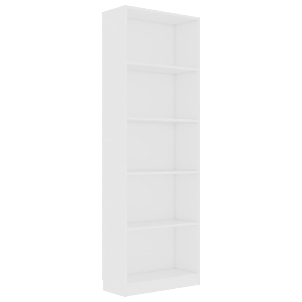 

vidaXL 5-Tier Book Cabinet White 23.6"x9.4"x68.9" Engineered Wood