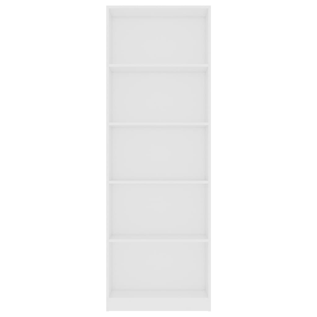 5-szintes fehér forgácslap könyvszekrény 60 x 24 x 175 cm 