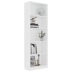 5patrová knihovna bílá 60 x 24 x 175 cm kompozitní dřevo - obrázek 3