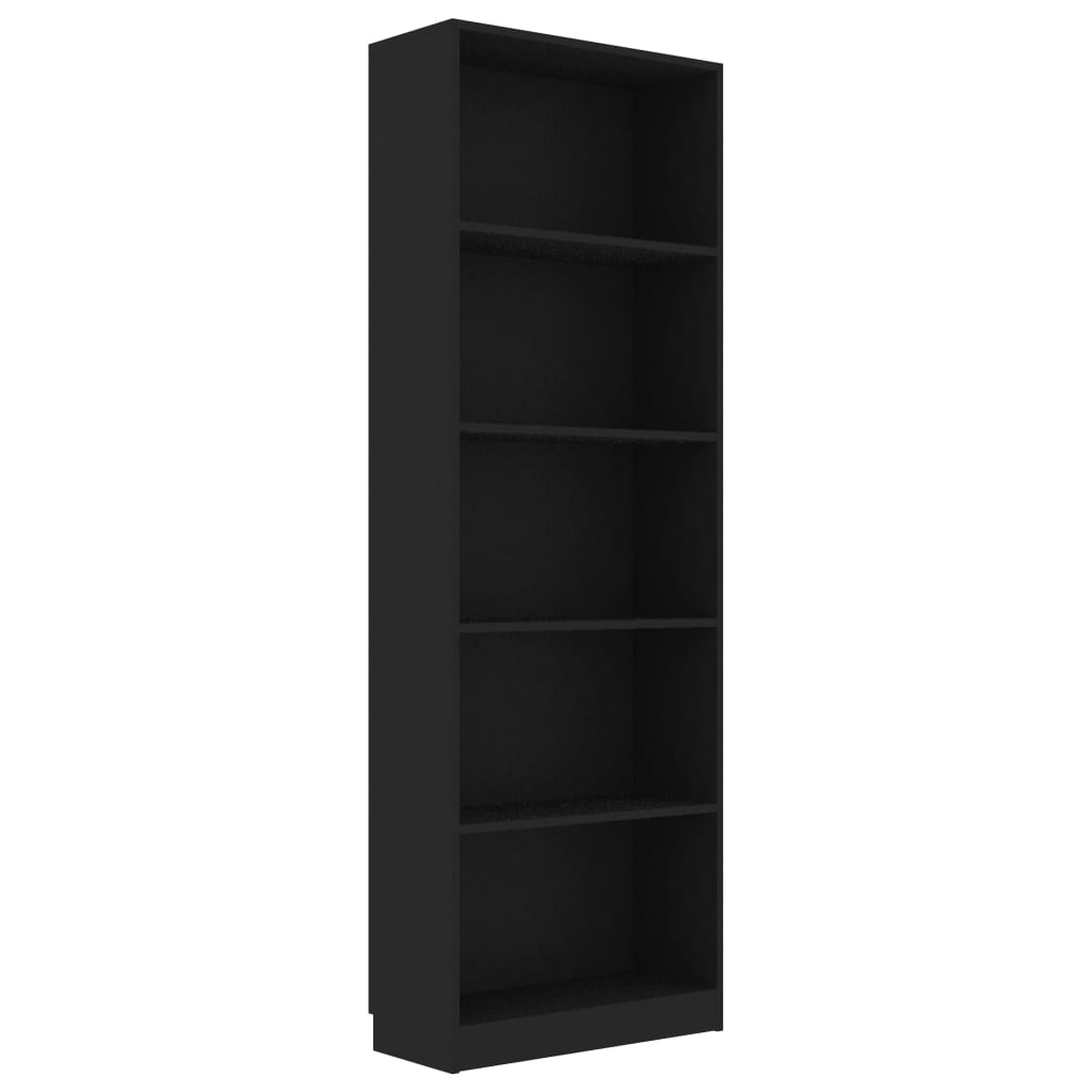 

vidaXL 5-Tier Book Cabinet Black 23.6"x9.4"x68.9" Engineered Wood