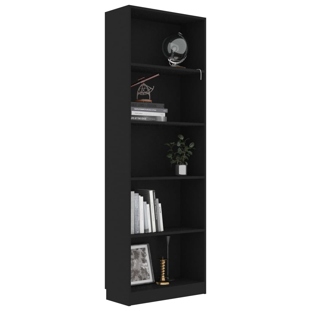 

vidaXL Boekenkast met 5 schappen 60x24x175 cm spaanplaat zwart