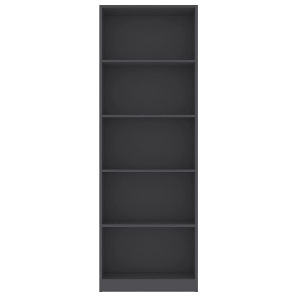 Bücherregal 5 Fächer Grau 60 x 24 x 175 cm Spanplatte
