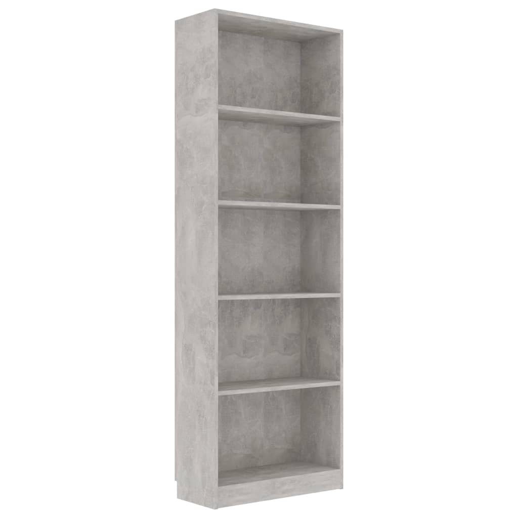 

vidaXL 5-Tier Book Cabinet Concrete Gray 23.6"x9.4"x68.9" Engineered Wood