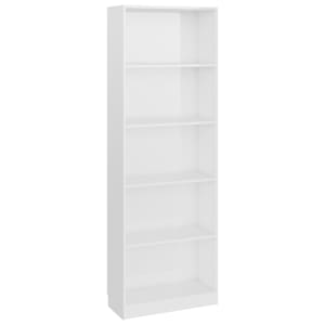 5patrová knihovna bílá lesklá 60x24x175 cm kompozitní dřevo - obrázek 2