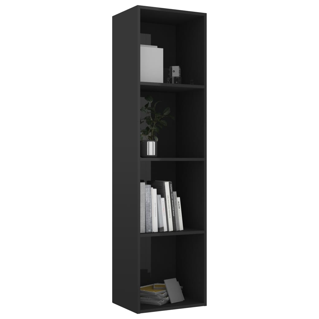 vidaXL Book Cabinet High Gloss Black 40x30x151.5 cm Engineered Wood