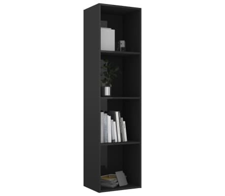 vidaXL magasfényű fekete forgácslap könyvszekrény 40 x 30 x 151,5 cm