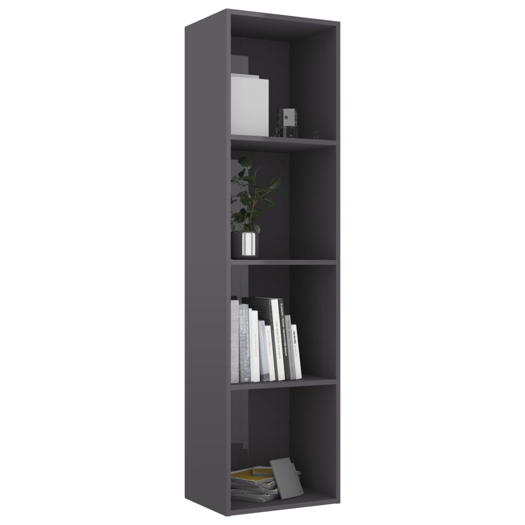 

vidaXL Boekenkast 40x30x151,5 cm spaanplaat hoogglans grijs