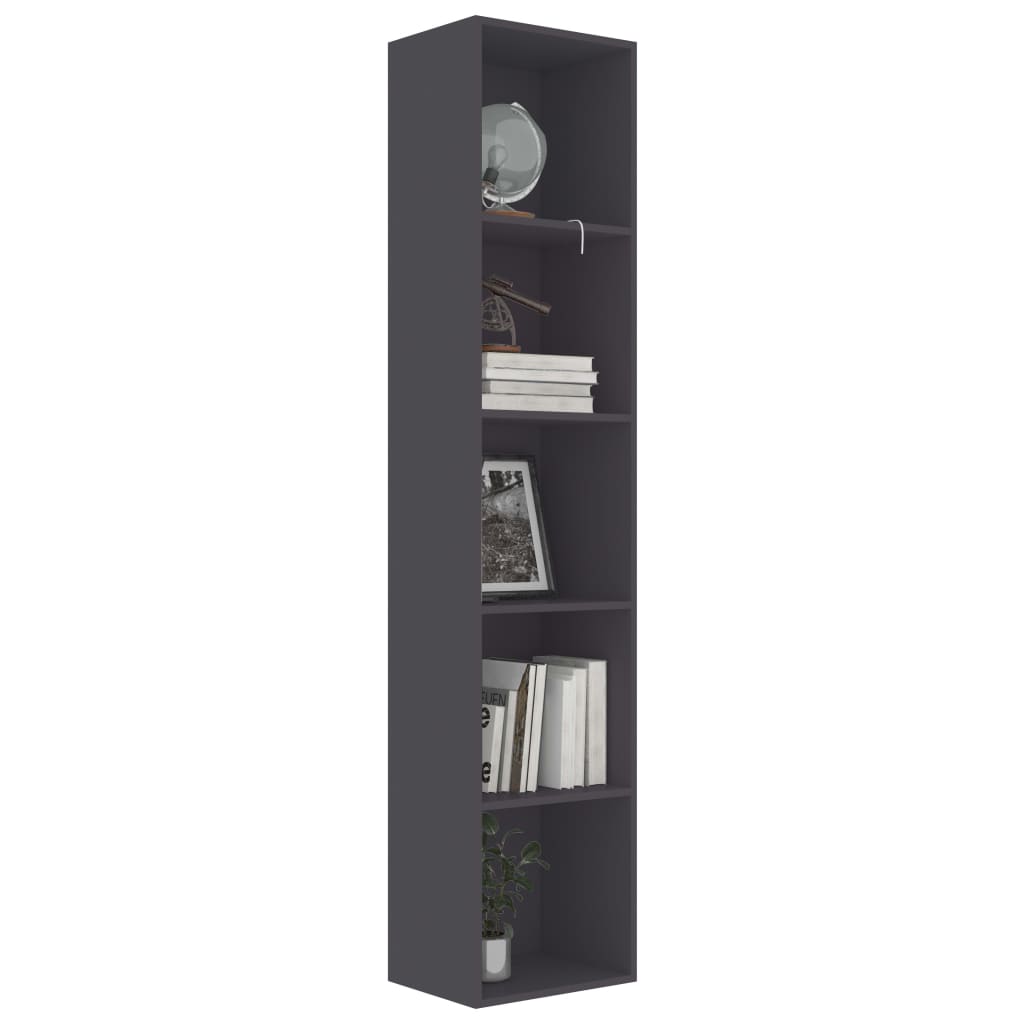 vidaXL Book Cabinet Gray 15.7"x11.8"x74.4" Engineered Wood