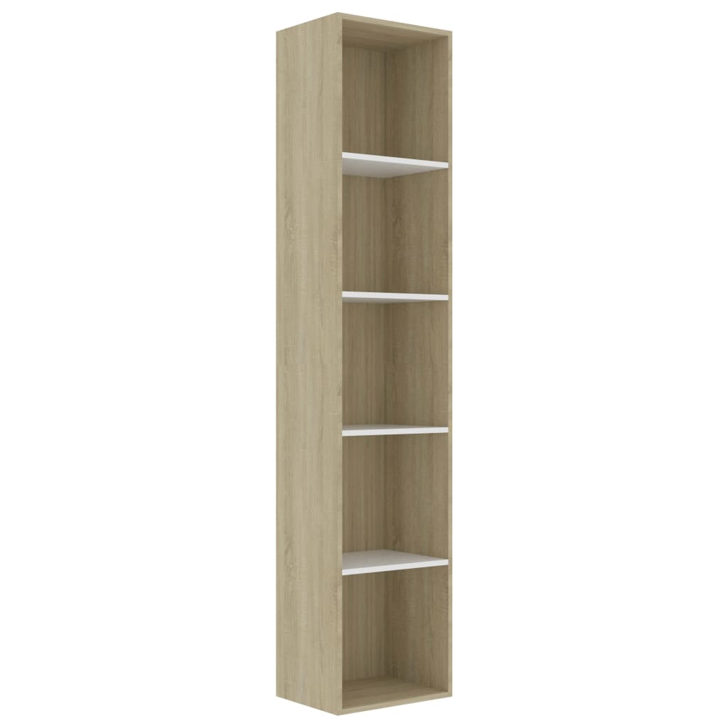 

vidaXL Book Cabinet White and Sonoma Oak 15.7"x11.8"x74.4" Engineered Wood