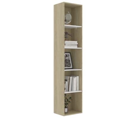 vidaXL Book Cabinet White and Sonoma Oak 40x30x189 cm Engineered Wood