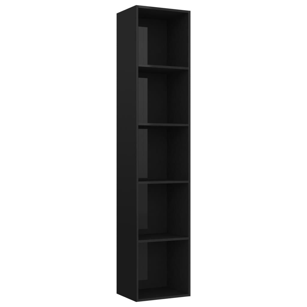 

vidaXL Book Cabinet High Gloss Black 15.7"x11.8"x74.4" Engineered Wood