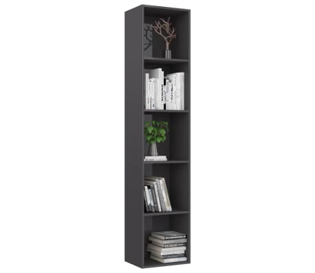 vidaXL Book Cabinet High Gloss Grey 40x30x189 cm Engineered Wood