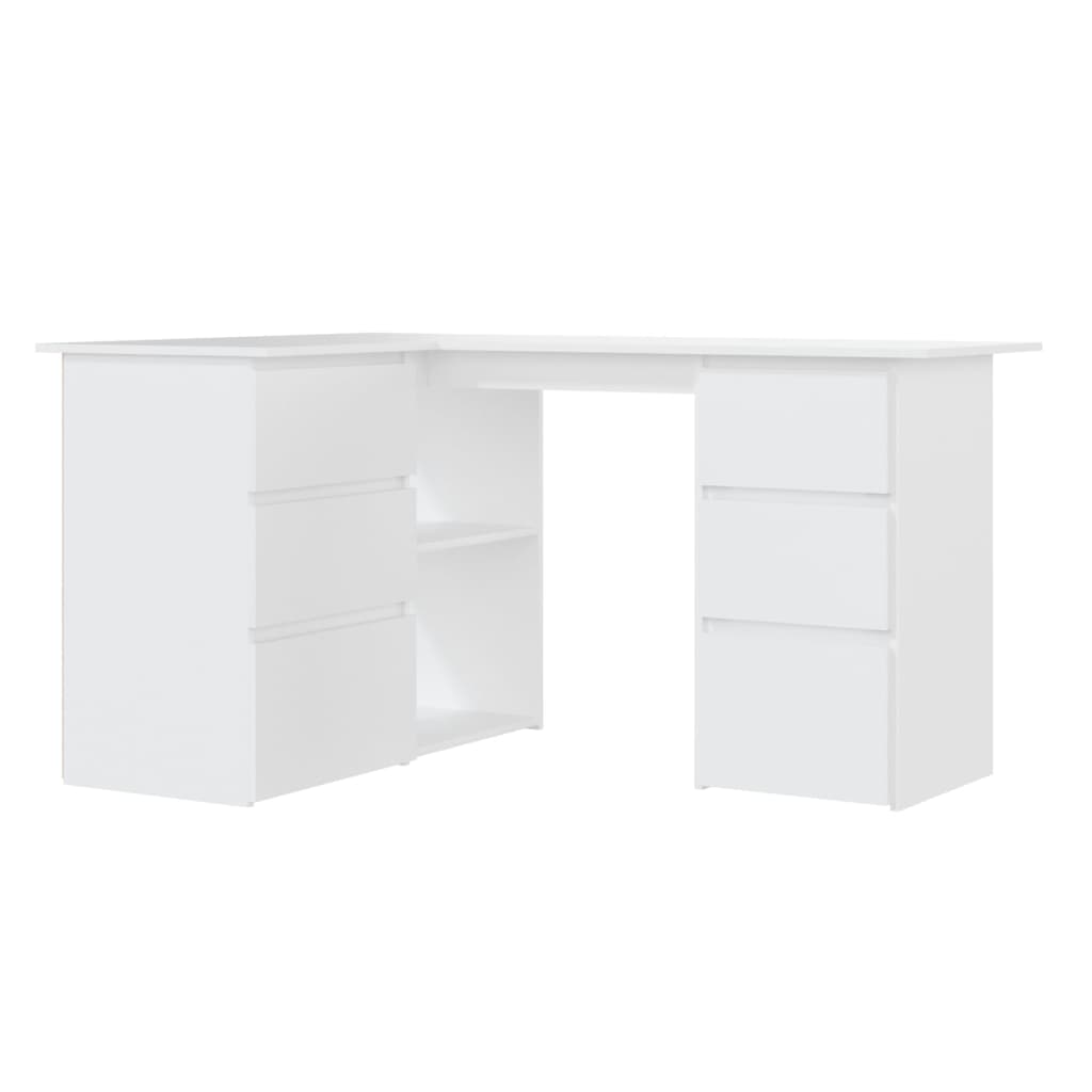 Fehér forgácslap sarok íróasztal 145 x 100 x 76 cm 