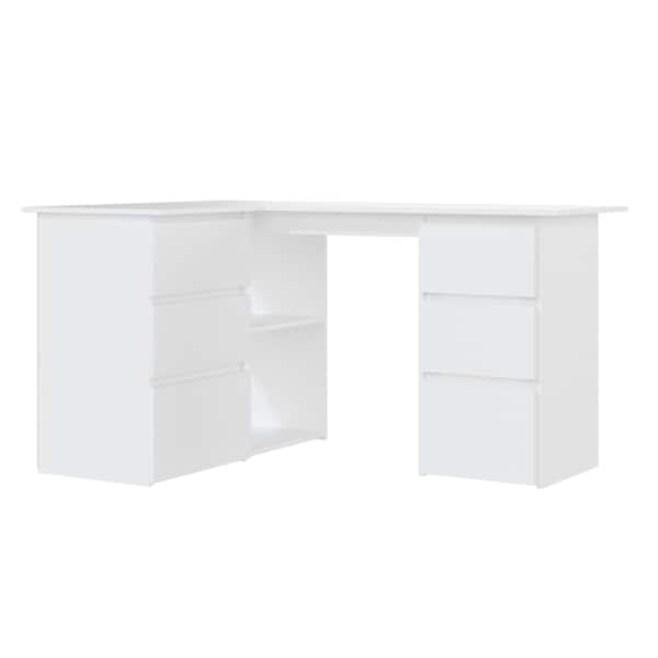 vidaXL nurga kirjutuslaud, valge 145 x 100 x 76 cm tehispuit