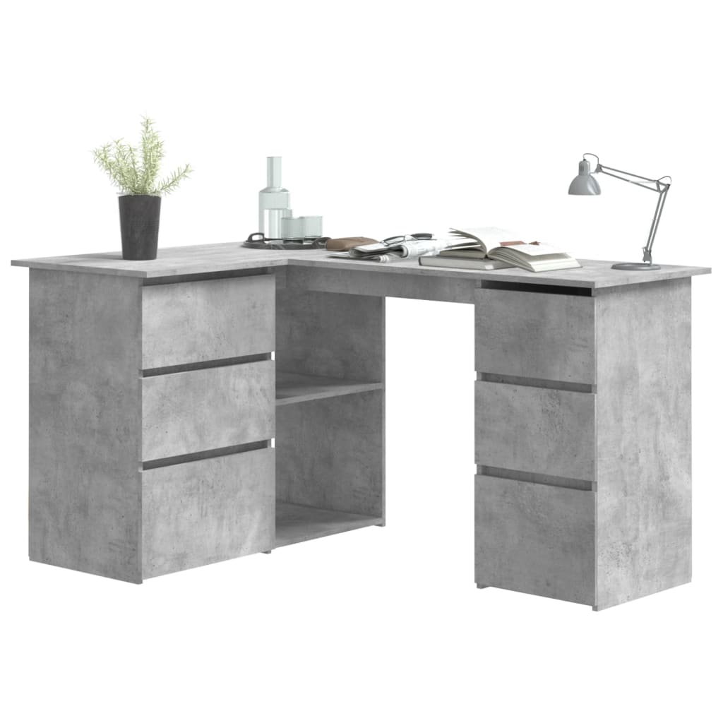 

vidaXL Hoekbureau 145x100x76 cm spaanplaat betongrijs