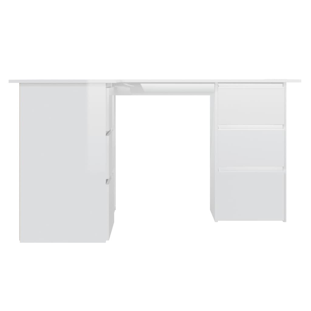 

vidaXL Hoekbureau 145x100x76 cm spaanplaat hoogglans wit