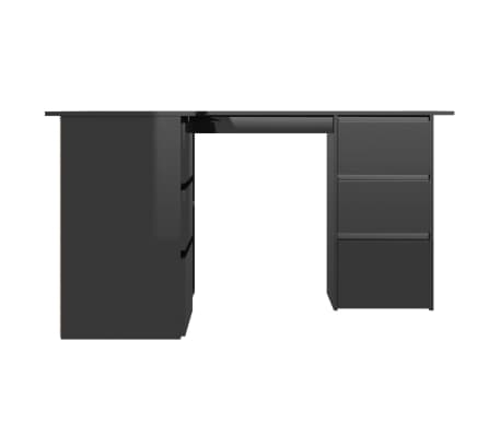 vidaXL Кутовий письмовий стіл Глянцевий чорний 145x100x76 см ДСП