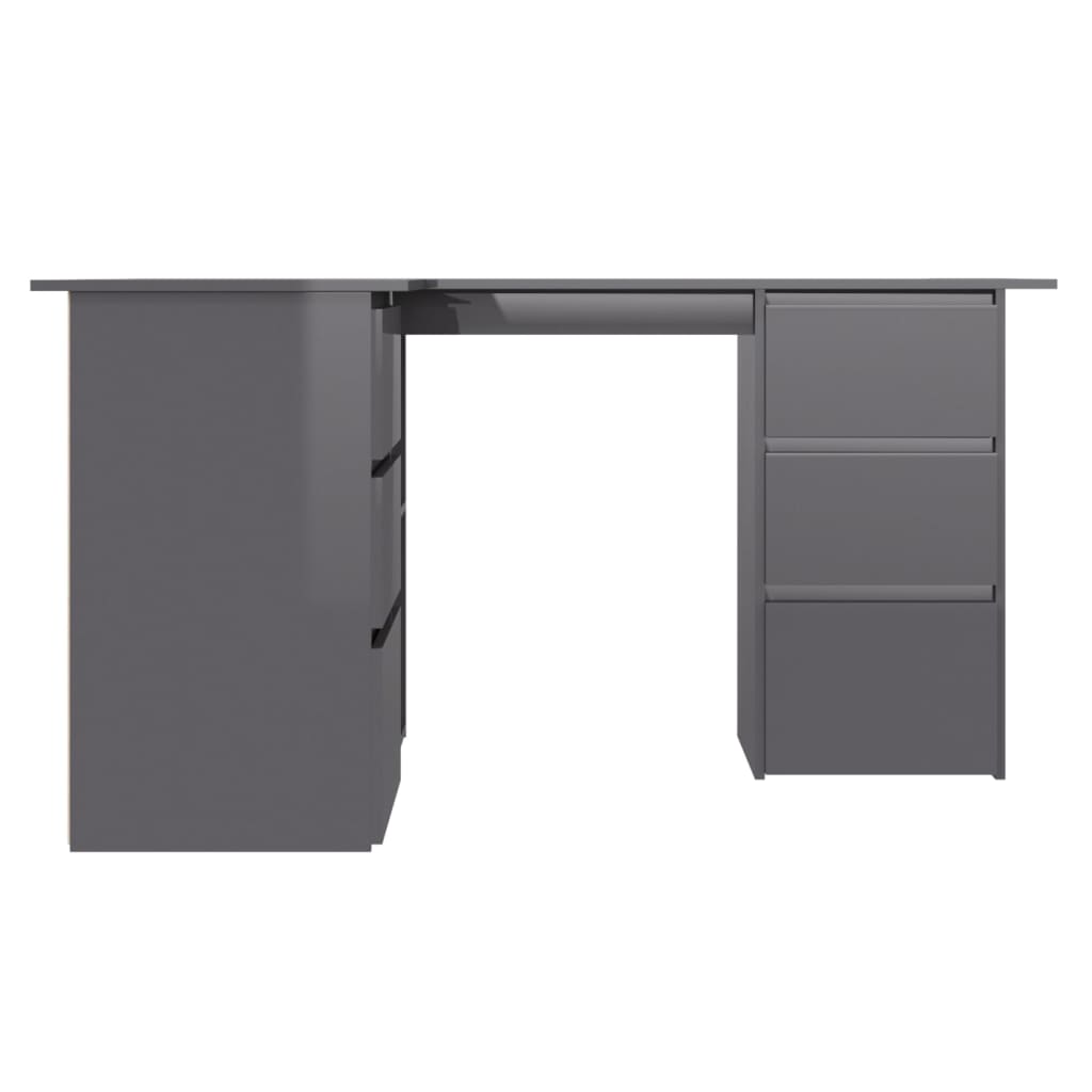 

vidaXL Hoekbureau 145x100x76 cm spaanplaat hoogglans grijs