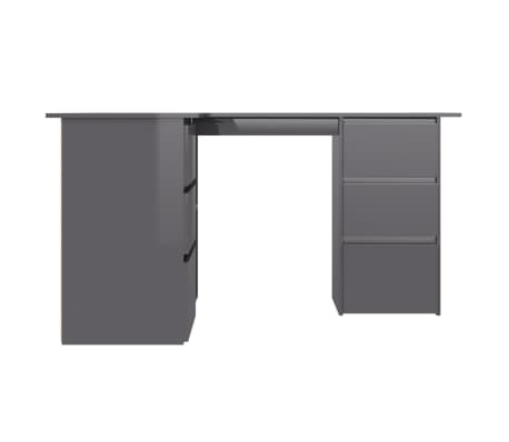 vidaXL Γραφείο Γωνιακό Γυαλιστερό Γκρι 145x100x76 εκ. από Επεξ. Ξύλο
